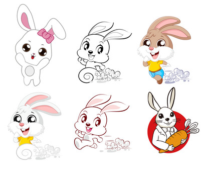原创手绘卡通兔子动物形象