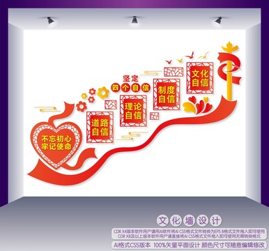 四個(gè)自信樓梯文化墻