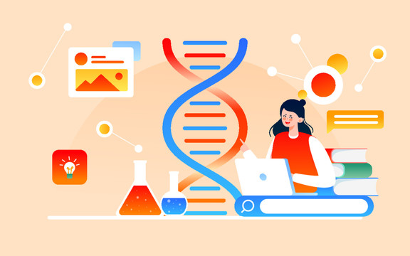 基因科学医疗科技医学研究插画