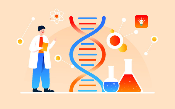 基因科学医疗科技医学研究插画