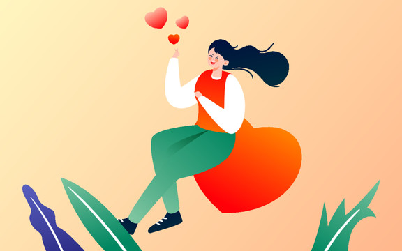 感恩節(jié)人物比心愛(ài)心禮盒節(jié)日插畫(huà)