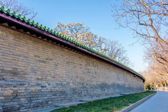 中国北京天坛公园的围墙