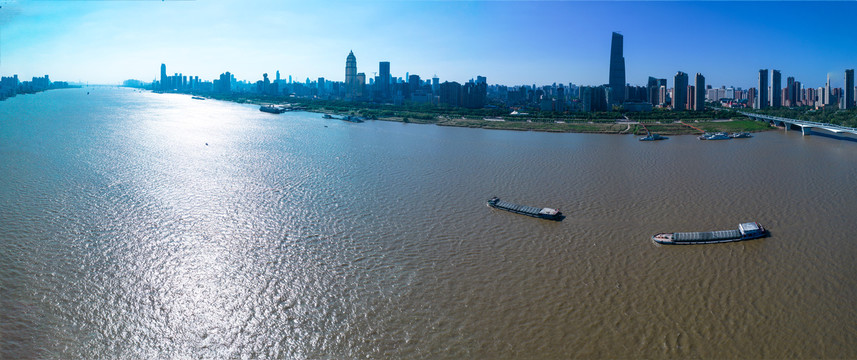 湖北武汉长江全景城市风光