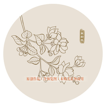線描茉莉花