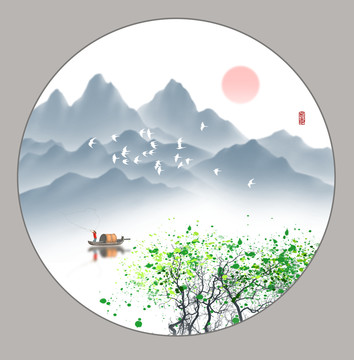 圓形山水畫