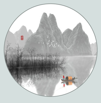 圓形山水畫