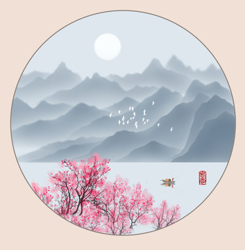 圓形山水畫