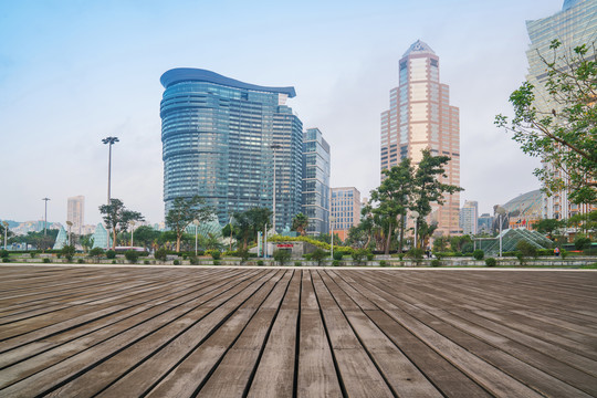 中国澳门的城市天际线和市民广场