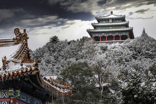 北京景山雪景