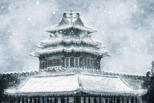 北京故宫角楼雪景