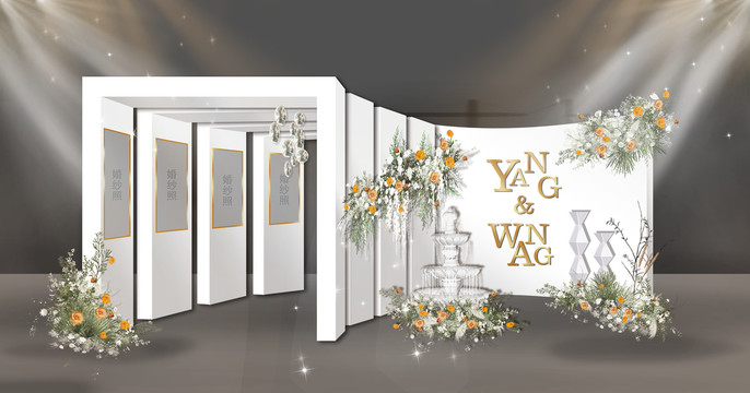 侘寂風(fēng)極簡婚禮設(shè)計效果圖迎賓區(qū)