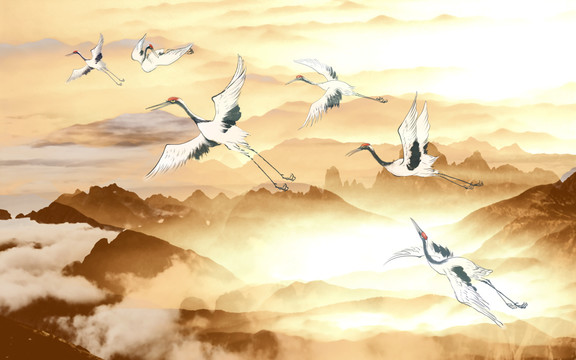 山水鶴