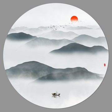 圓形水墨畫