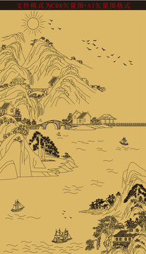 線(xiàn)描山水