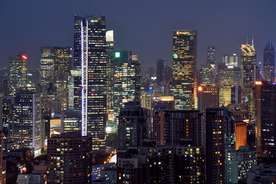 上海浦西静安黄埔城市风光夜景