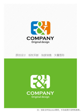 EH字母logo设计