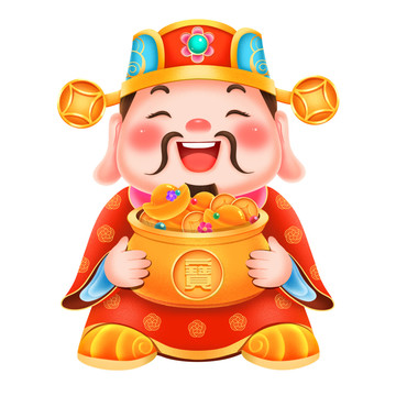 抱聚寶盆的財(cái)神