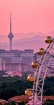 城市高楼摩天轮风景