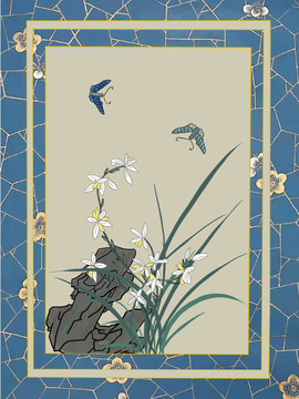 古風(fēng)手繪蘭花插畫