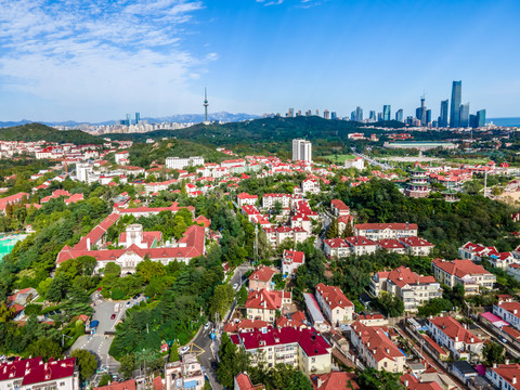 航拍青岛城市建筑景观