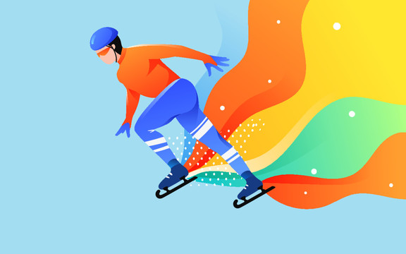 北京冬奥会2022短道速滑插画