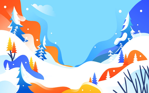 冬天滑雪運(yùn)動(dòng)人物冬奧會(huì)背景插畫