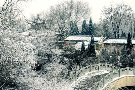 古建筑群雪景