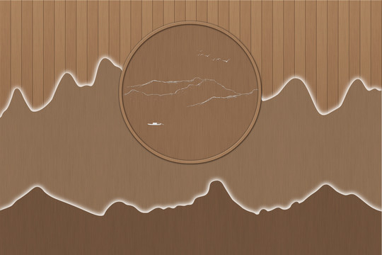 中式圆形山水背景