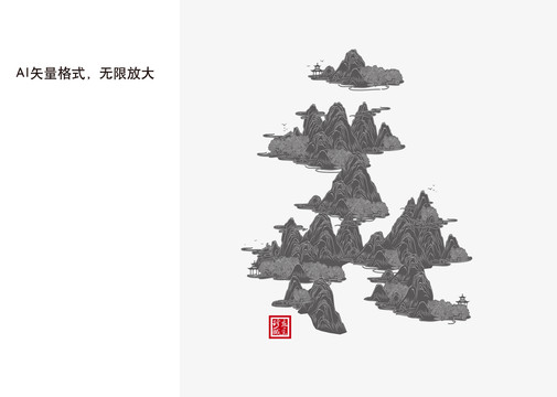 意境山水線條圖