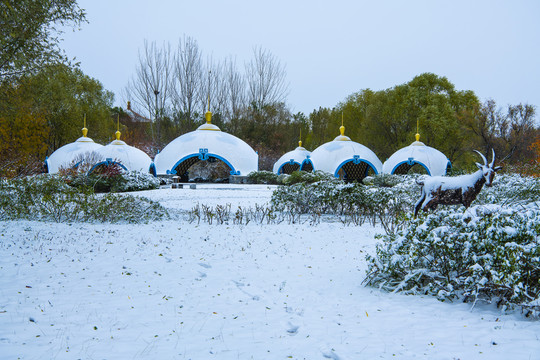 北京园博园呼和浩特园雪景