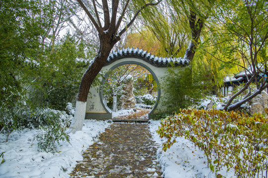 北京园博园济南园雪景