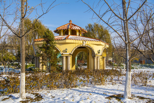 北京园博园澳门园雪景