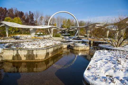 北京园博园天津园雪景