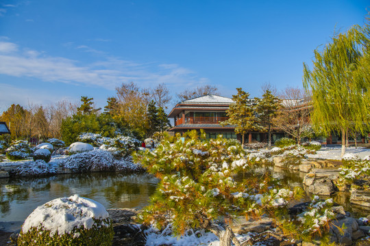 北京园博园梦唐园雪景