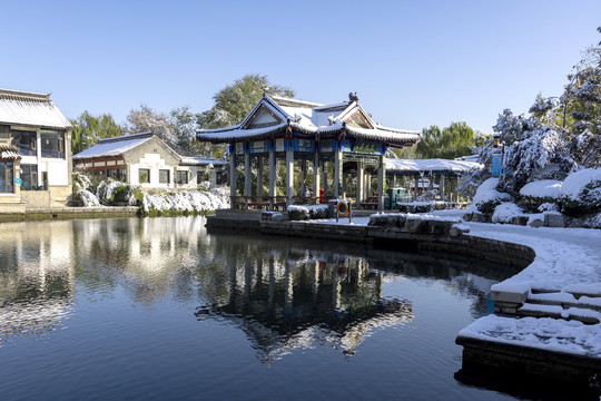 大明湖初雪美景