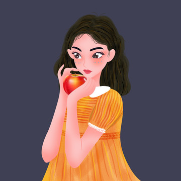 蘋果女孩插畫