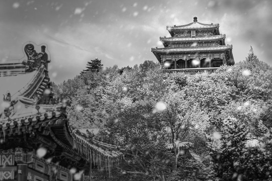 北京景山万春亭雪景