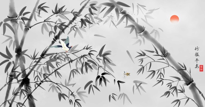 水墨竹子背景墻