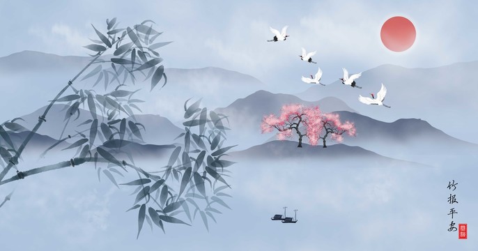 水墨竹子裝飾畫