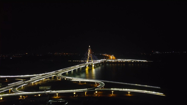 江西吉安市新井冈山大桥夜景