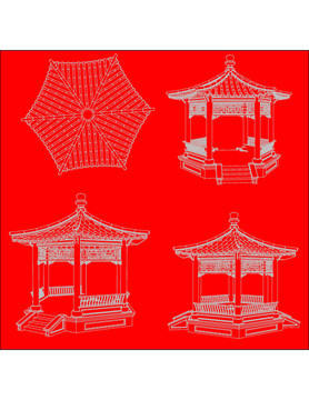 古建園林六角亭子