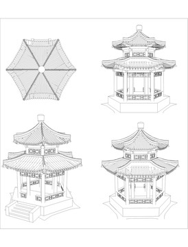 古建園林亭子圖庫