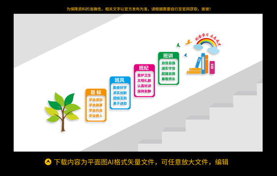 班風(fēng)班訓(xùn)樓梯文化墻