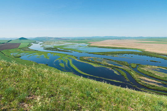 中俄边境额尔古纳河俯拍