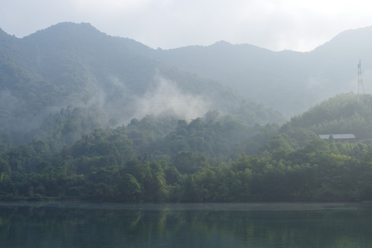 青山绿水河面水面湖面