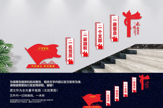 黨員活動室黨建樓梯文化墻