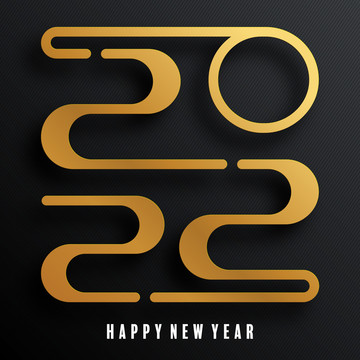 黑底金字新年快樂創(chuàng)意設(shè)計(jì)插圖