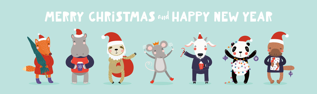 快乐动物欢庆圣诞新年插图