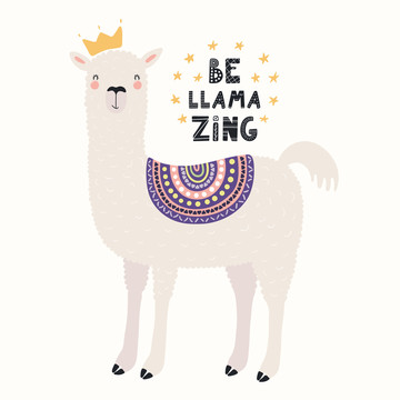 可愛(ài)星光閃耀羊駝插圖