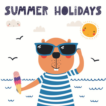 俏皮松鼠享受夏日假期插图